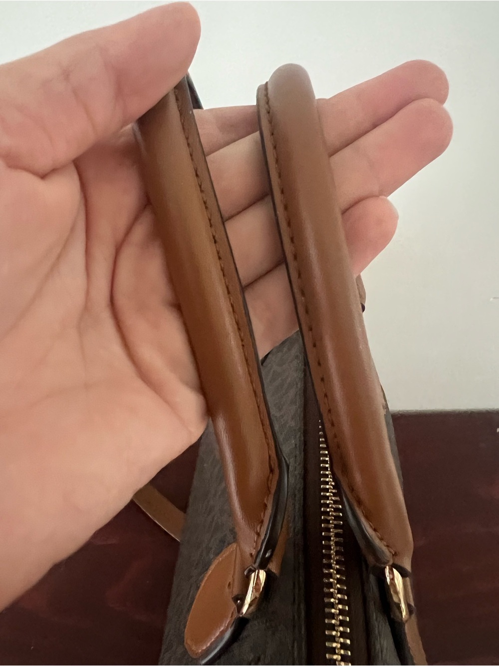 Michael Kors Small Brown Logo Tote with Tan Trim - Picture 4 of 7